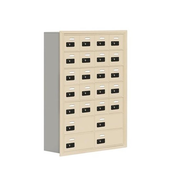 Salsbury Industries Salsbury 19078-24SRC Cell Phone Storage Locker 7 Door High Unit - 8 Inch Deep Compartments - 20 A Doors And 4 B Doors - Sandstone - Recessed Mounted - Resettable Combination Locks 19078-24SRC